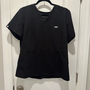 Figs Black Adra Slim V neck black Scrub Top